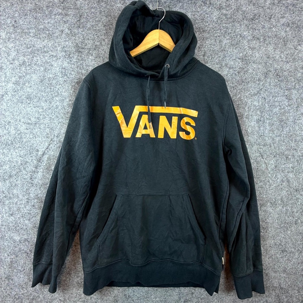 Vans Hoodie Mens‎ Large Black Spellout Logo Fleece Skater Grunge 90s